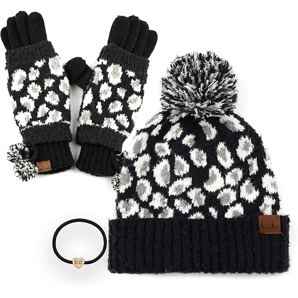 Pearl-Embellished White Beanie and Black Leopard Mittens Set Baby & Toddler CashSoft Leopard Beanie & Mittens Set | Gap main image 2