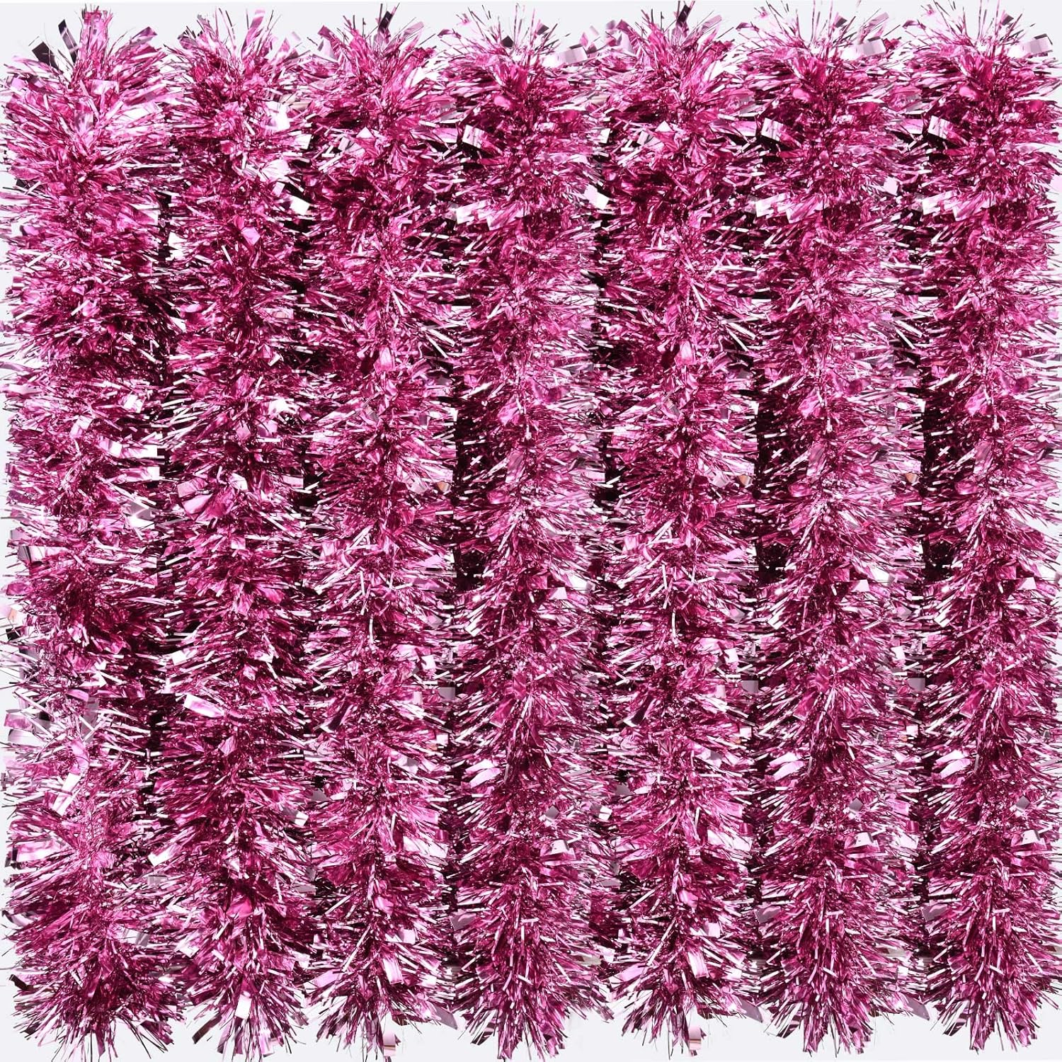 Wreaths, Garlands & Swags - 26.2 Feet Christmas Tinsel Garland Xmas Party Metallic Tinsel Twist Garland Glitter Christmas Tree Hanging Wreath Decor for Staircase Railing Banister Indoor Outdoor Ornament (Light Pink)