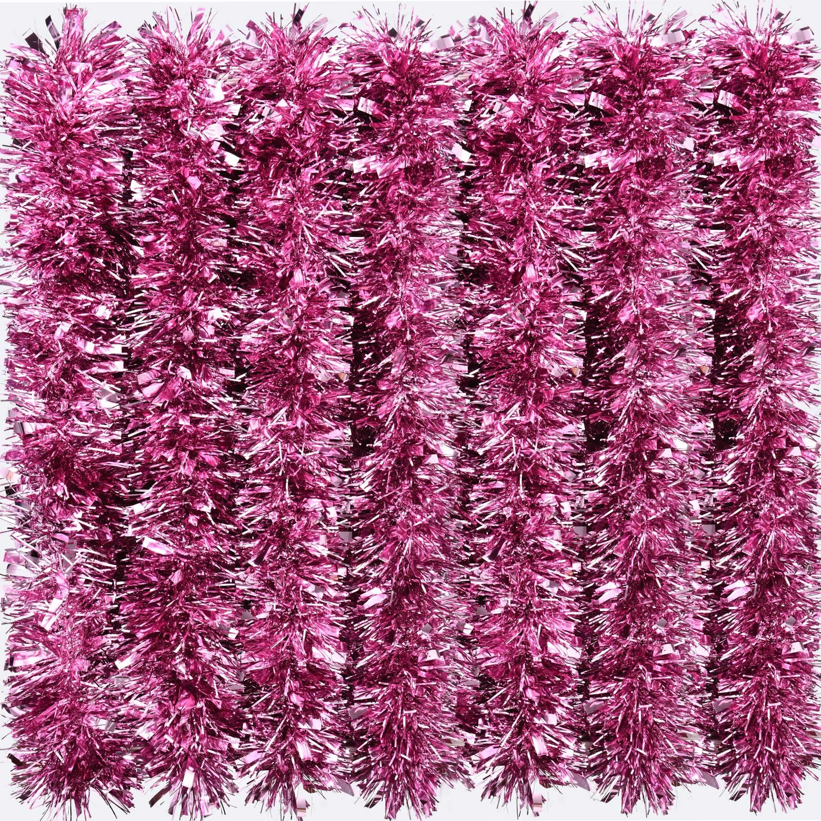 EBOOT Pink Tinsel 39.4 Feet Christmas Tinsel Garland Shiny Metallic Hanging Decorations for Xmas Christmas Tree Decorations Indoor Outdoor Party Supplies