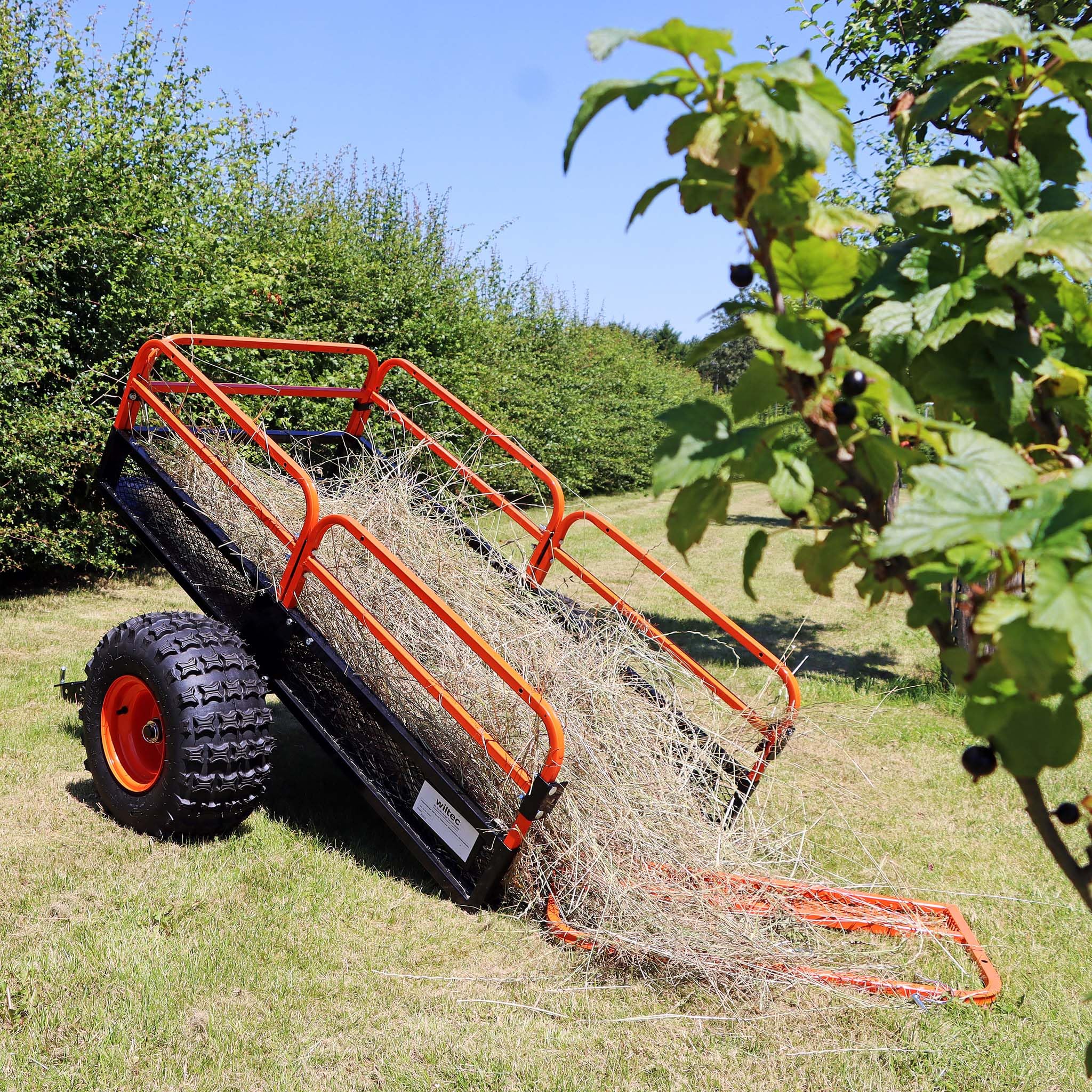 Wiltec Kippanhänger bis 680 kg für Rasentraktor, Anhänger Kipper 216 x 122 x 76,2 cm mit Gitter u. abnehmbaren Seitenwänden, Anhänger mit Kippfunktion 8