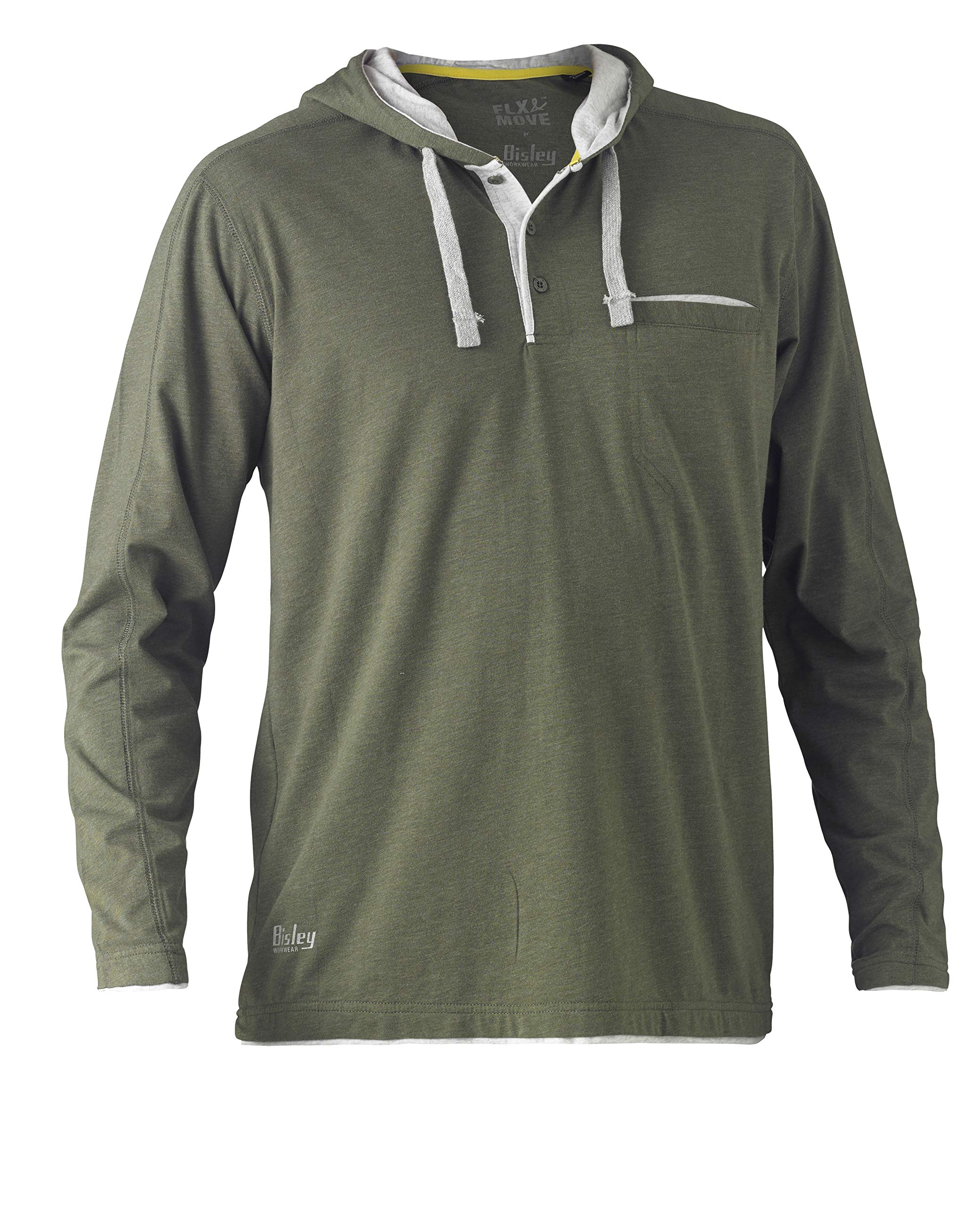 Bisley Workwear UKBK6220_BTHY T Flex & Move Cotton Shirt Hoodie Long Sleeve - Green Marle, XL