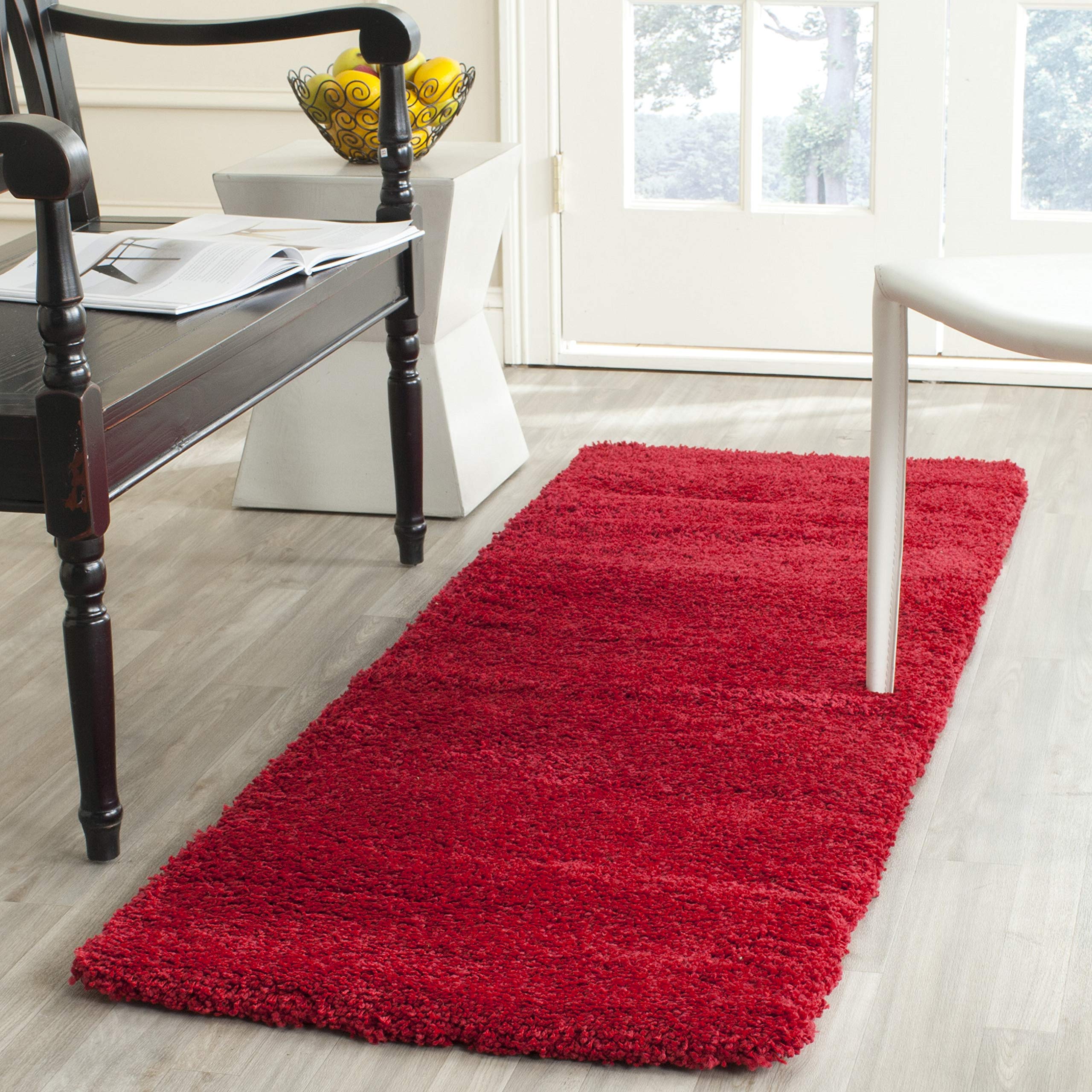 SAFAVIEH Milan Shag Collection SG180 Solid Non-Shedding Living Room Bedroom Dining Room Entryway Plush 2-inch Thick Runner, 2' x 10' , Red