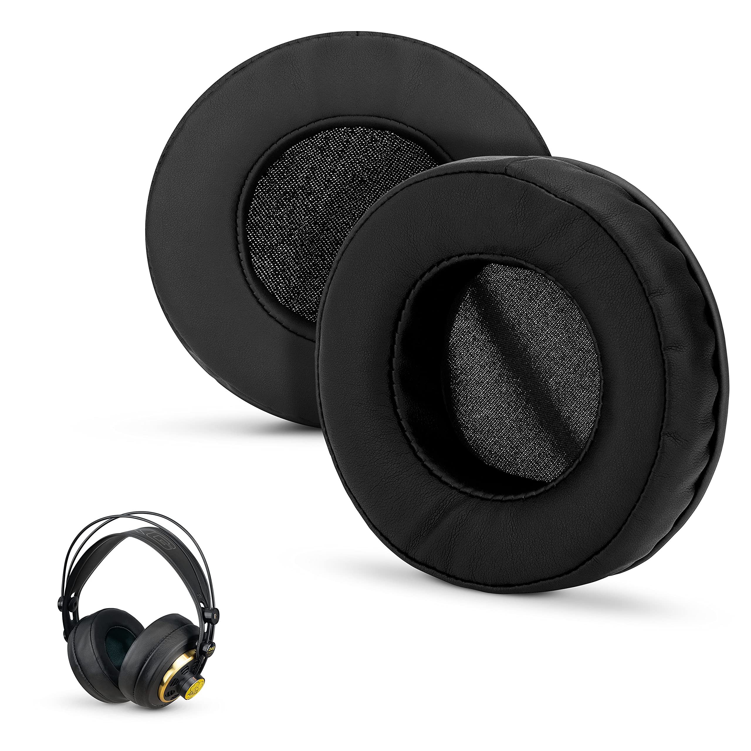 Brainwavz ROUND Replacement Memory Foam Earpads - Suitable For Many Other Large Over The Ear Headphones - Sennheiser, AKG, HifiMan, ATH, Philips, Fostex, Sony (Black)