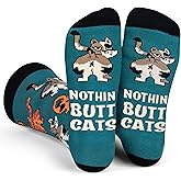 Lavley Nothin Butt Cats Socks - Funny Cat Lover Gift for Women & Men - Cute Kitty Novelty Socks - One Size Fits Most