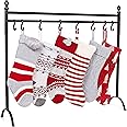 BIRDROCK HOME 8 Hook Christmas Stocking Holder Stand - Modern Holiday Decoration Holder - Black Freestanding Decor Hanger - H