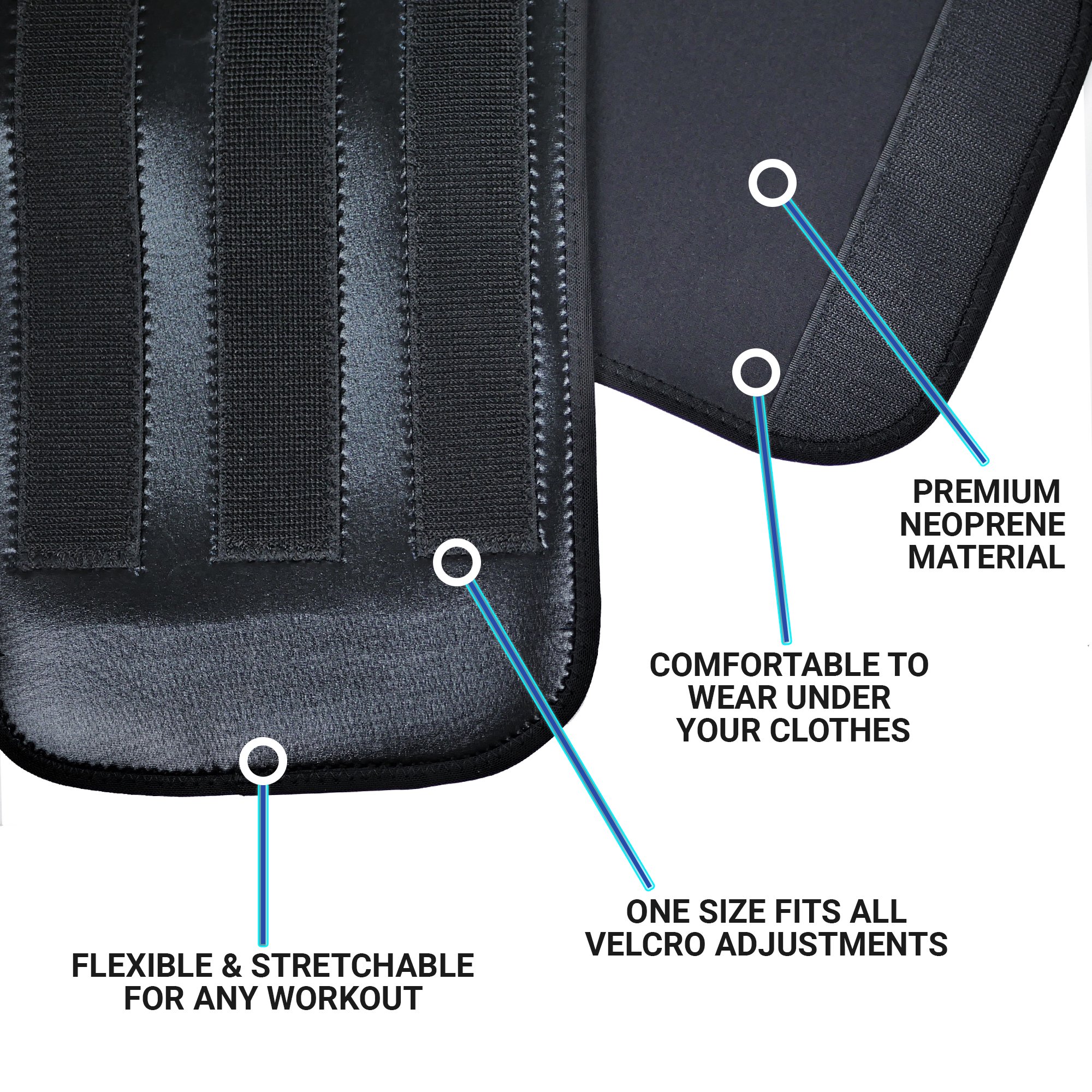 Waist Trimmer Belt - Weight Loss Wrap - Stomach Fat Burner - Sauna Suit Effect - Best Abdominal Workout Trainer - Low Back - Lumbar Support - Neoprene Slimmer Kit - for Women (Black)