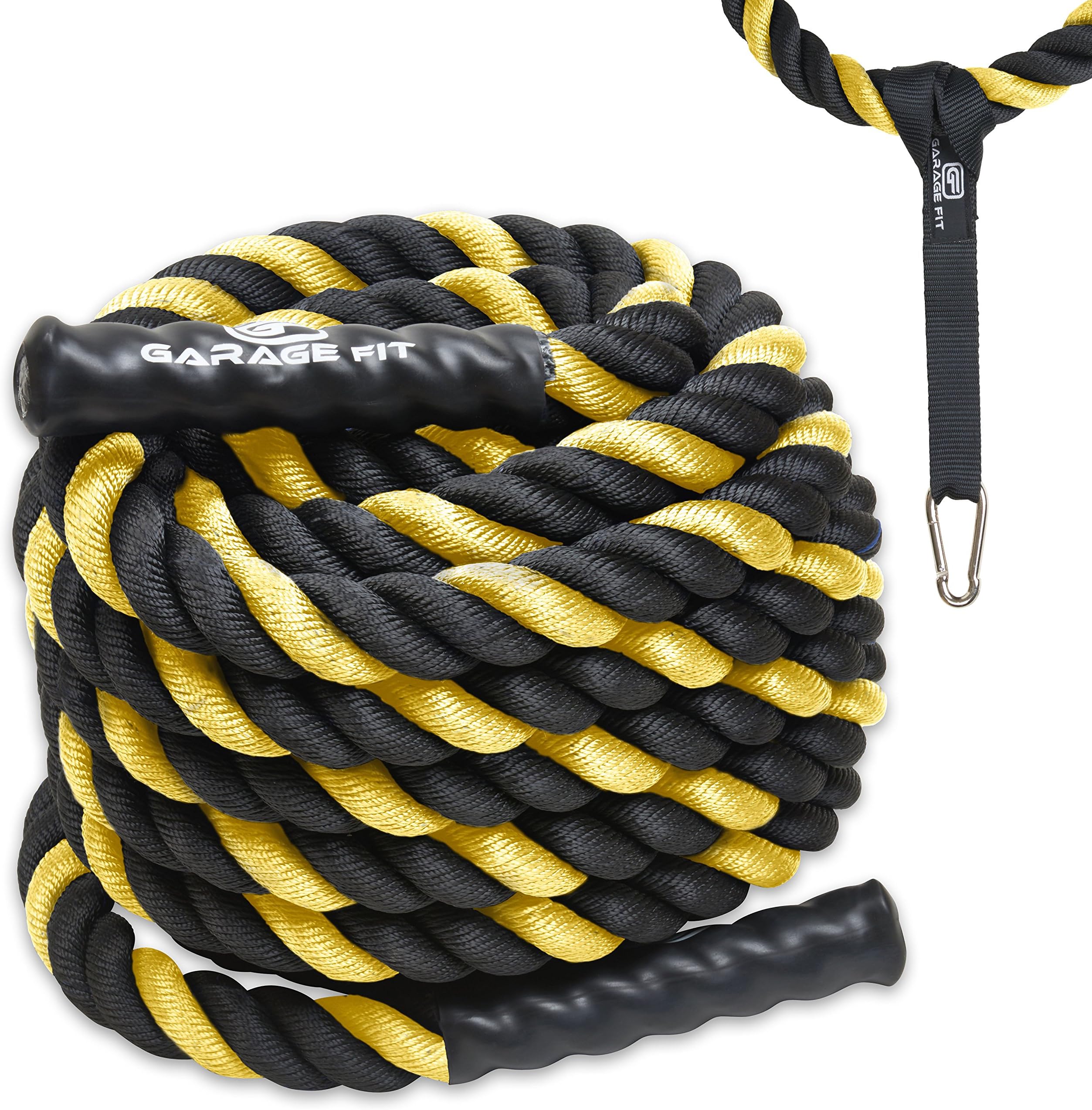 Heavy Ropes for Exercise Training- 1.5"/2" 30' 40' 50' Lengths- Heavy Duty Polyester- Waterproof Grip Ends- Wear Resistant Thick Crossfit Battle Rope- Best Fitness Workout for Cardio/ Conditioning