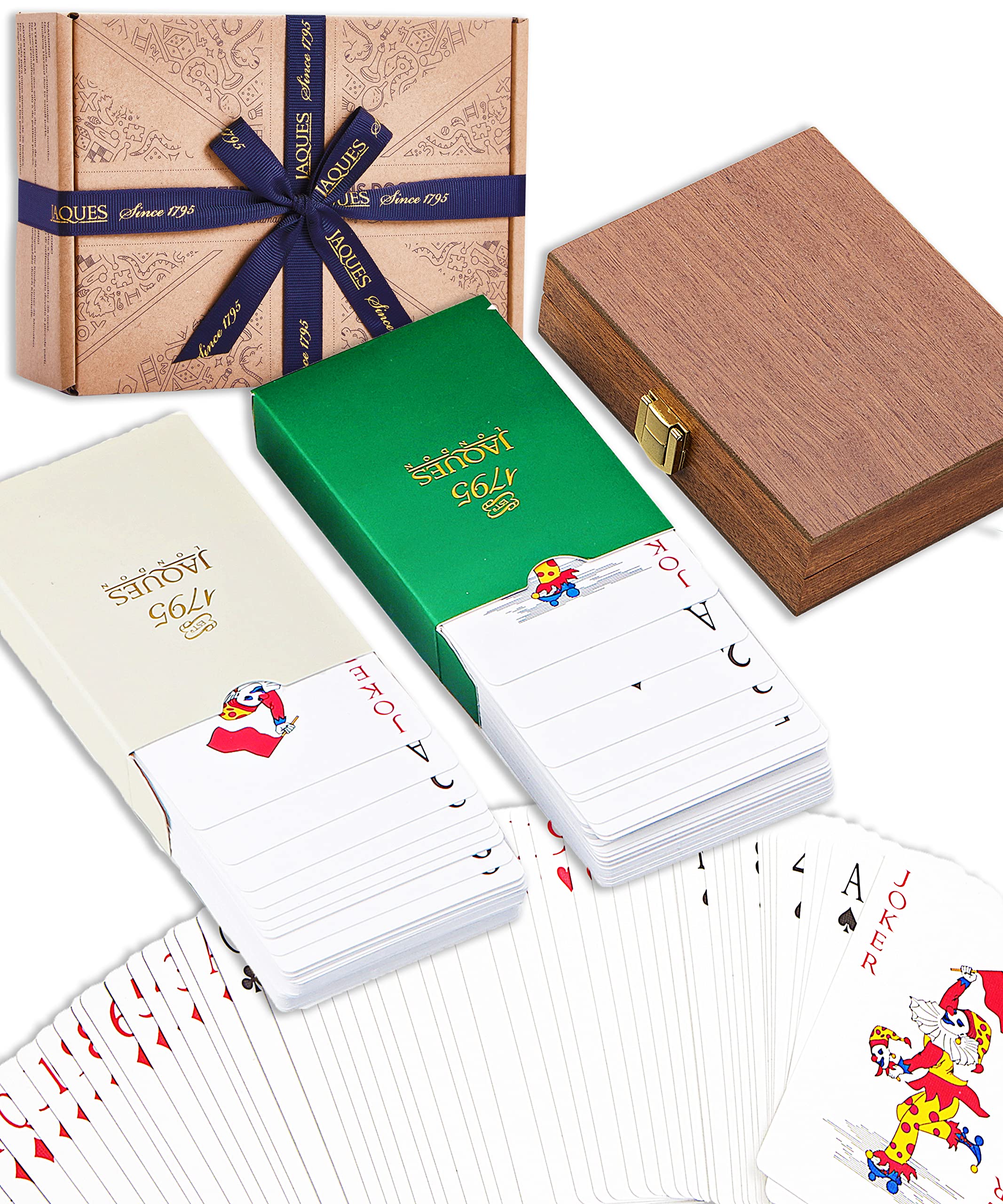 Jacques of London Luxury Playing Cards in Mahogany Wood Case | Multipack