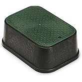 Rain Bird CPVBSTDEXT Professional Series 6" Extension Rectangular Sprinkler Valve Box, Black with Green Lid, 6.75" High