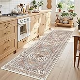 Restydon Kitchen Runner Rug Non Slip Washable 2.5x8, Soft Low Pile Entryway Rug Runners for Hallways,Carpet Runner for Living Room,Kitchen, Laundry, Bathroom(Orange,2.5'x8')