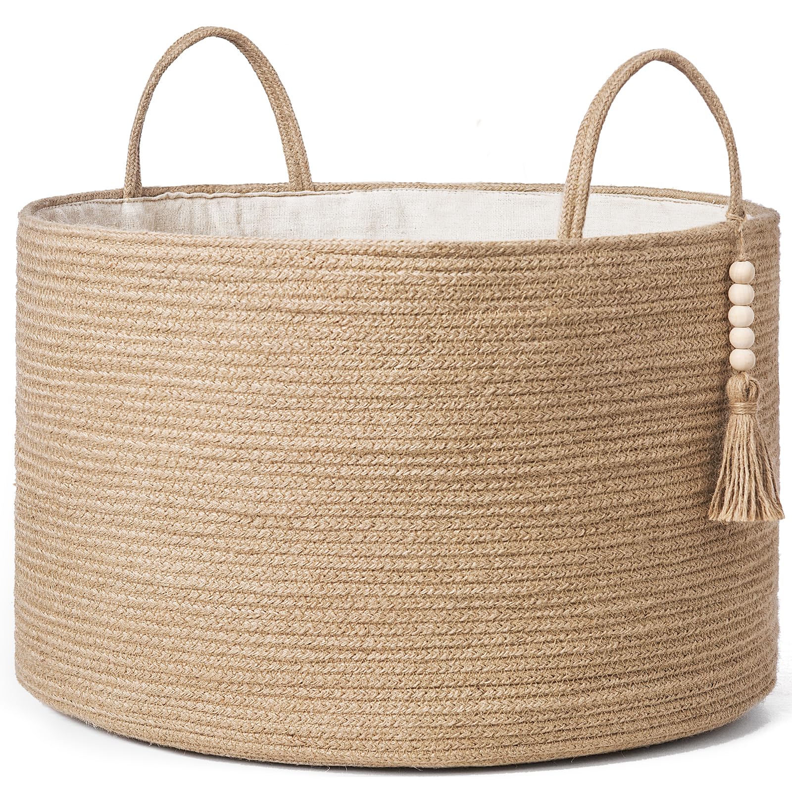 Photo 1 of Mkono Extra Large Laundry Basket Woven Storage Baskets for Blankets Toys Clothes Organizer, Decorative Clothes Hamper 21.7" x 13.8"