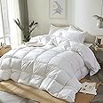 Royal Luxe Goose Feather Down Fiber Comforter - King Size Duvet Insert, 100% Cotton Cover All Season Comforter Ultra Soft Luxurious Hotel Bedding, 104”x88”
