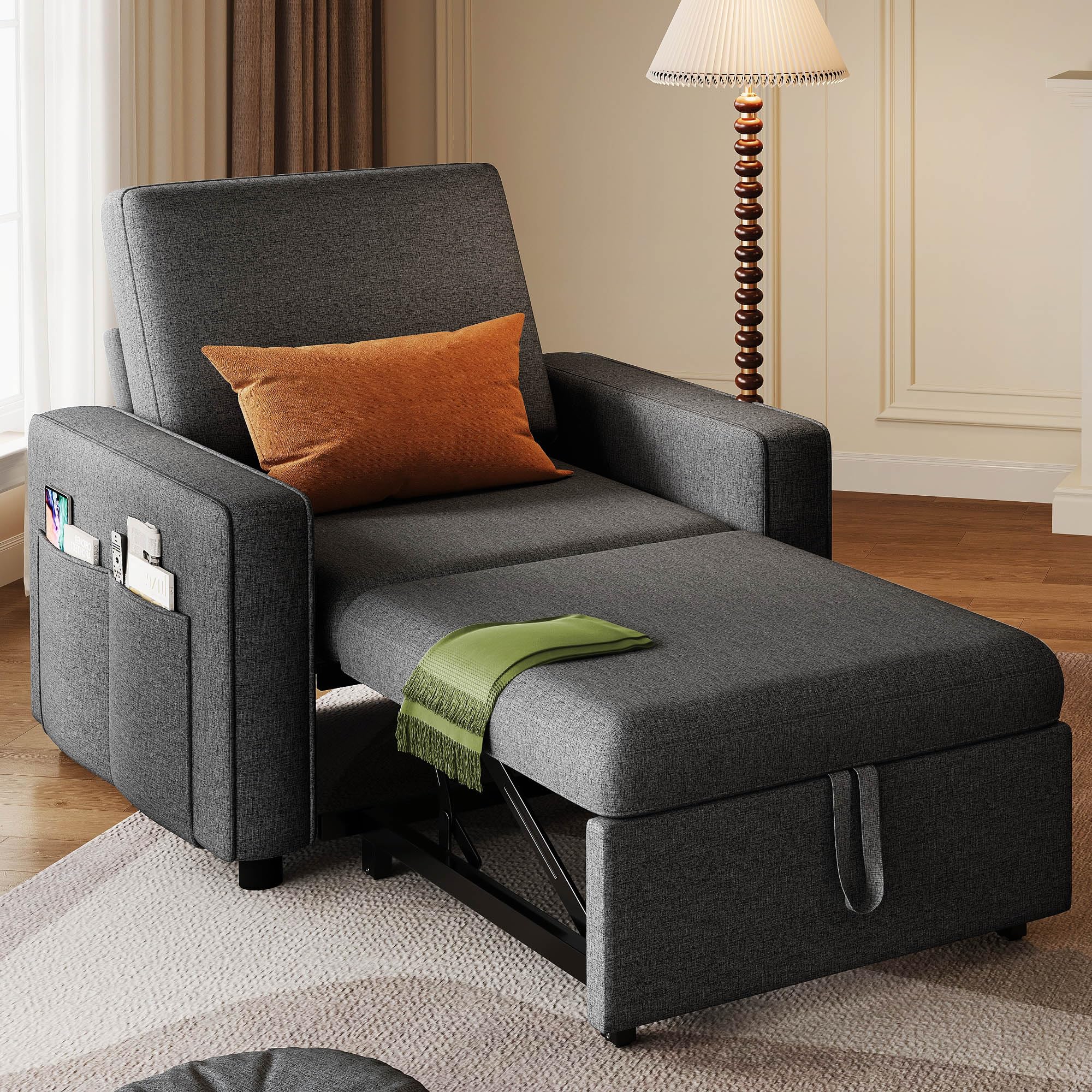 Photo 1 of ***juts box #2***
YITAHOME Convertible Sofa Chair Bed, 3-in-1 Sleeper Sofa with Pull-Out Bed, Linen Fabric Single Sleeper Chair with Reclining Backrest and Wide Armrest, Modern Lounge Chair for Small Space, Grey