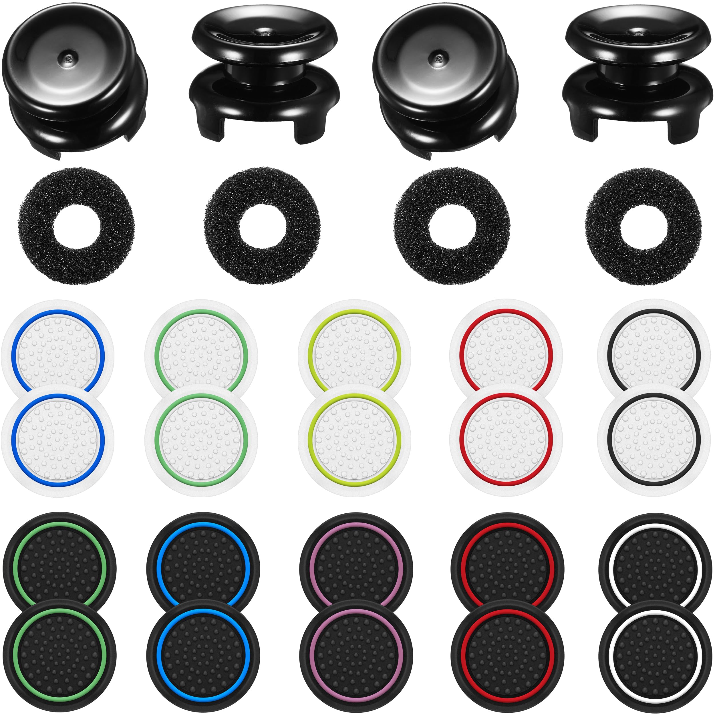 Controller Accessories Thumbstick Grips for Xbox, 2 Pairs HIGH Stick, 20 PCS Joystick Thumb Grips Extenders and 4 PCS Precision Rings Attachments for Xbox One/Series X Control - Mixed Color 5