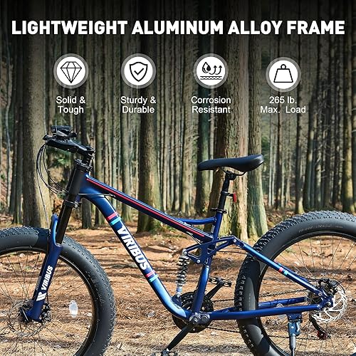 Viribus Fat Tire Bike, Mens Bike Mens Mountain Bike with Full