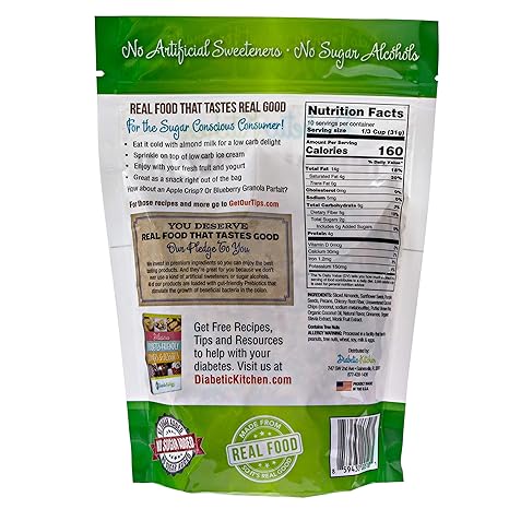 Diabetic Kitchen Cinnamon Pecan Granola Cereal Low Carb Snacks Breakfast Food W No Added Sugar Keto Friendly 3 Net Carbs Gluten Free Amazon Com