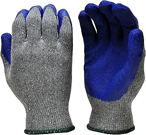 G & F 1511M-DZ Rubber Latex Coated Work Gloves for Construction, Blue, Crinkle Pattern, Men's Medium (Sold by dozen, 12 Pairs)