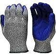 G & F 1511L-DZ Rubber Latex Coated Work Gloves for Construction, Blue, Crinkle Pattern, Men's Large (Sold by dozen, 12 Pairs)