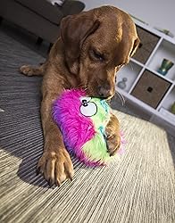 goDog Furballz Squeaky Plush Ball Dog Toy, Chew