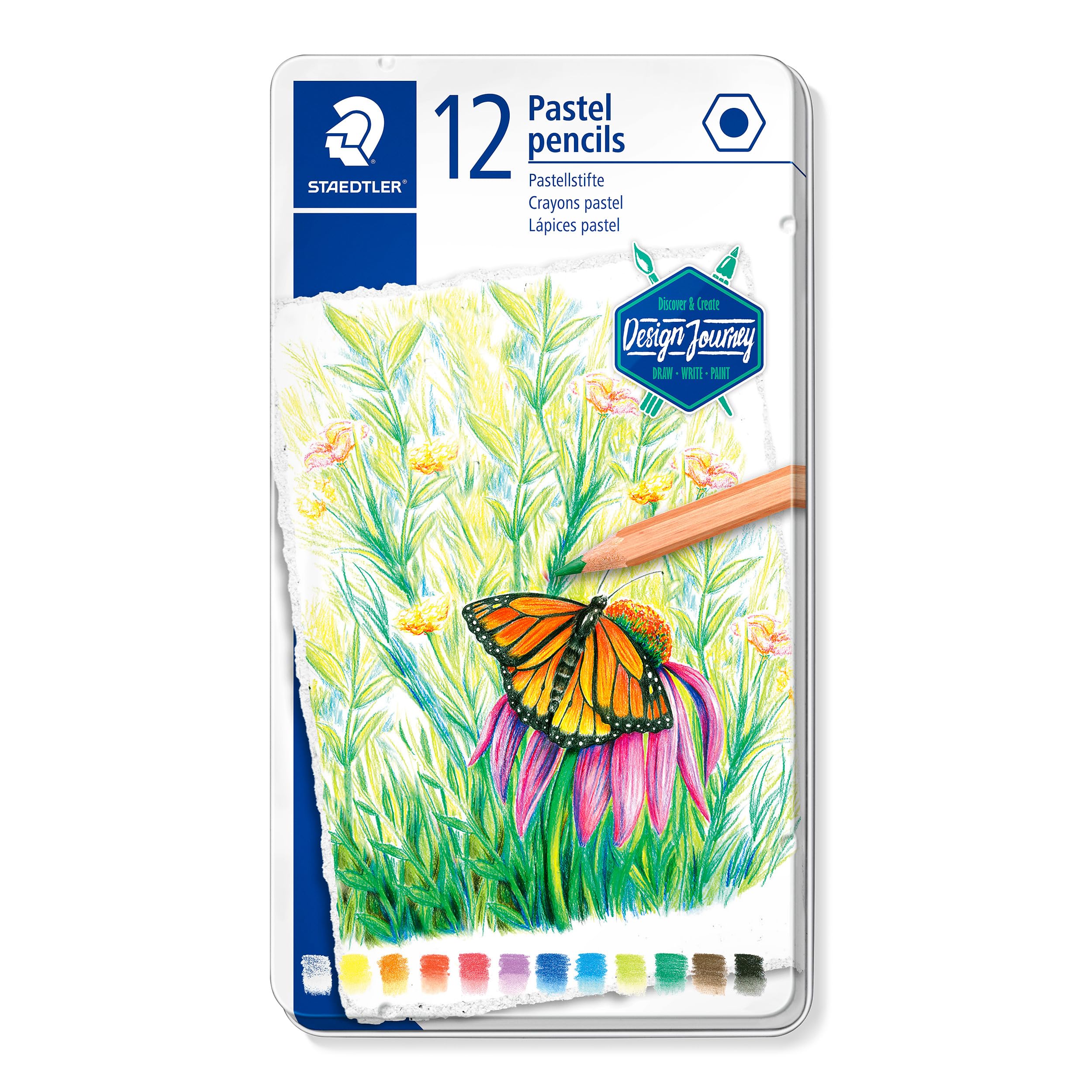 STAEDTLER 146P M12 Design Journey Pastel Colouring Pencils - Assorted Colours (Tin of 12)