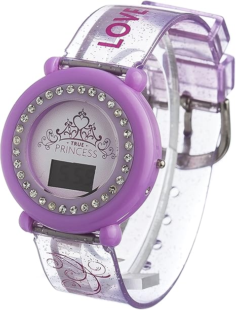 Amazon Co Jp ライラックディズニープリンセスディアマンテデジタル腕時計 Disney 腕時計