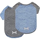 KYEESE 2Pack Dog Shirt with Sleeves, Lightweight Sun Protection Dog T Shirts for Small Dogs Boy, Breathable Pet Tank Top Reflective Dogs Clothes for Summer Outdoor Walking, Blue+Grey, L