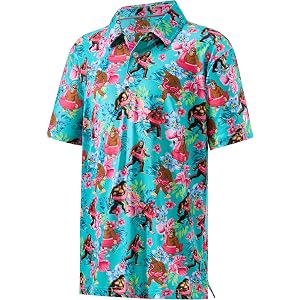 PAUFOGA Kids Polo Shirt Boys Performance Short Sleeve Active Casual Print Collared Quick Dry Youth Golf Shirts for Boy
