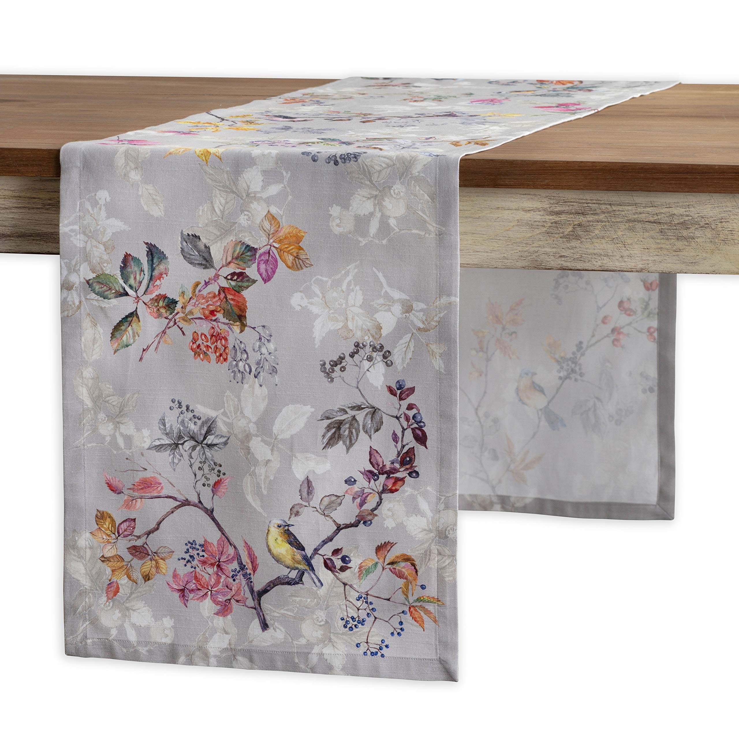 Maison d' Hermine Table runner 100% Cotton Single Layer Table Runners 230 CM long for Christmas Decorations Home Kitchen Dining Party Wedding Bridal Shower (Equinoxe - Grey, 37 cm x 230 cm)