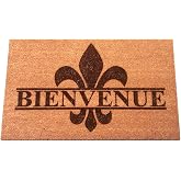Fleur de Lis BIENVENUE Laser Engraved Coir Fiber Welcome Doormat 30” x 18”