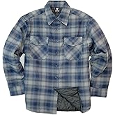 YAGO Men's Quilted Lining Button Up Plaid Flannel Shirt Jacket with Side Pockets