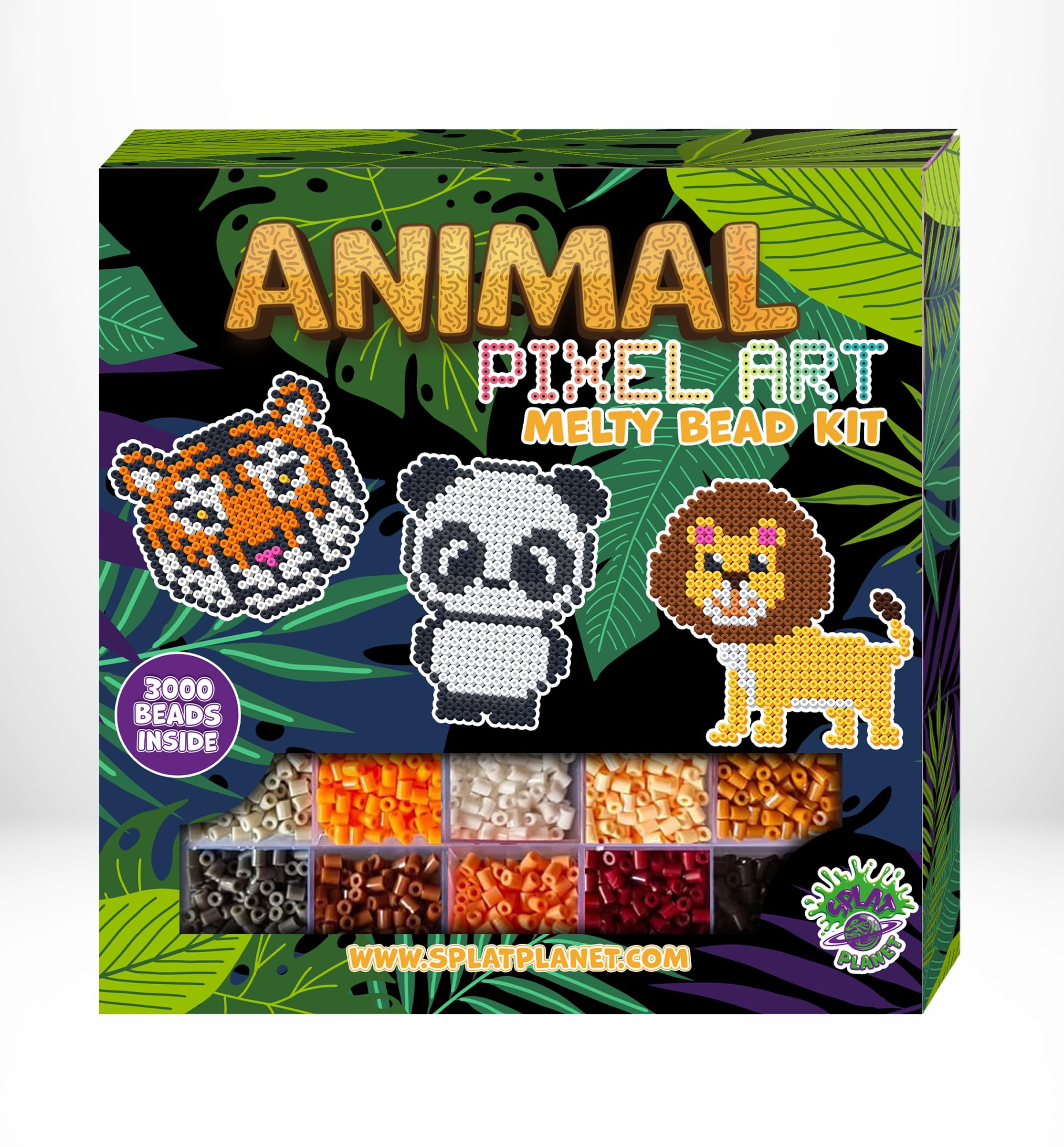Splat Planet Animal Themed Pixel Art Melty Bead kit Fuse Beads for Kids Craft Art kit (Animal) โ image 1
