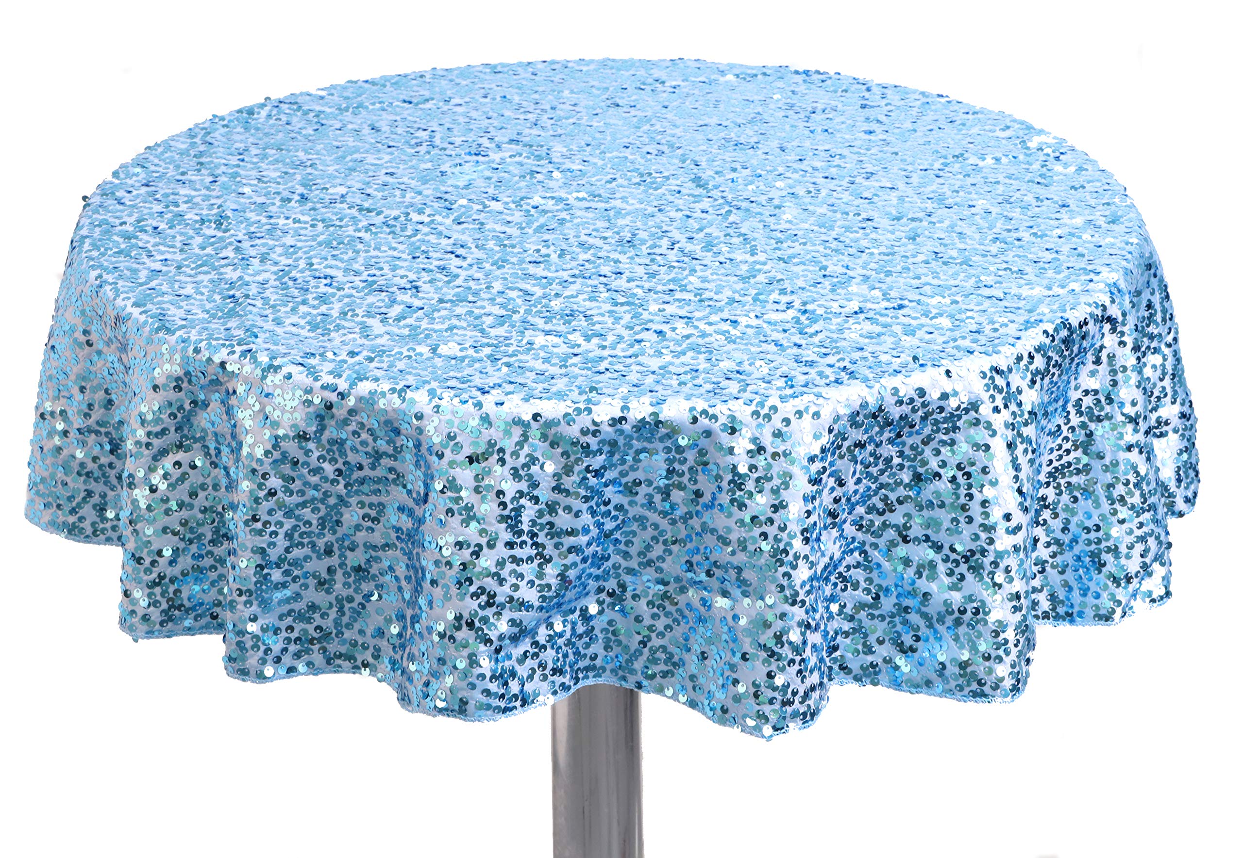 Christmas Concepts® Baby Blue Sequin Round Table Cloth - 90cm (36") - Baby Showers, Christenings, 1st Birthday Parties - Boys Party Decorations