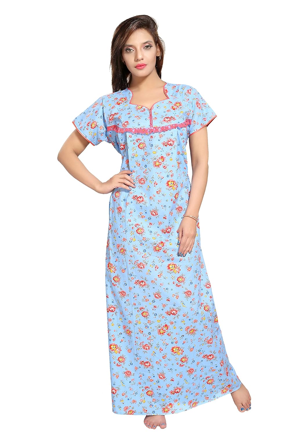 soulemo womens 100% pure cotton regular nighty/night wear, available with s/m/l/xl/xxl & xxxl sizes. 499