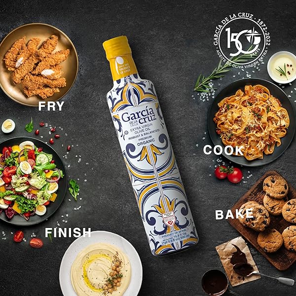 GARCÍA DE LA CRUZ – ORGANIC EXTRA VIRGIN OLIVE OIL, MASTER MILLER PREMIUM OIL, ALMOND AND TOMATO TONES, SMOOTH BODY, SOURCED IN SPAIN, MONTES DE TOLEDO, GLASS BOTTLE – 500 ML