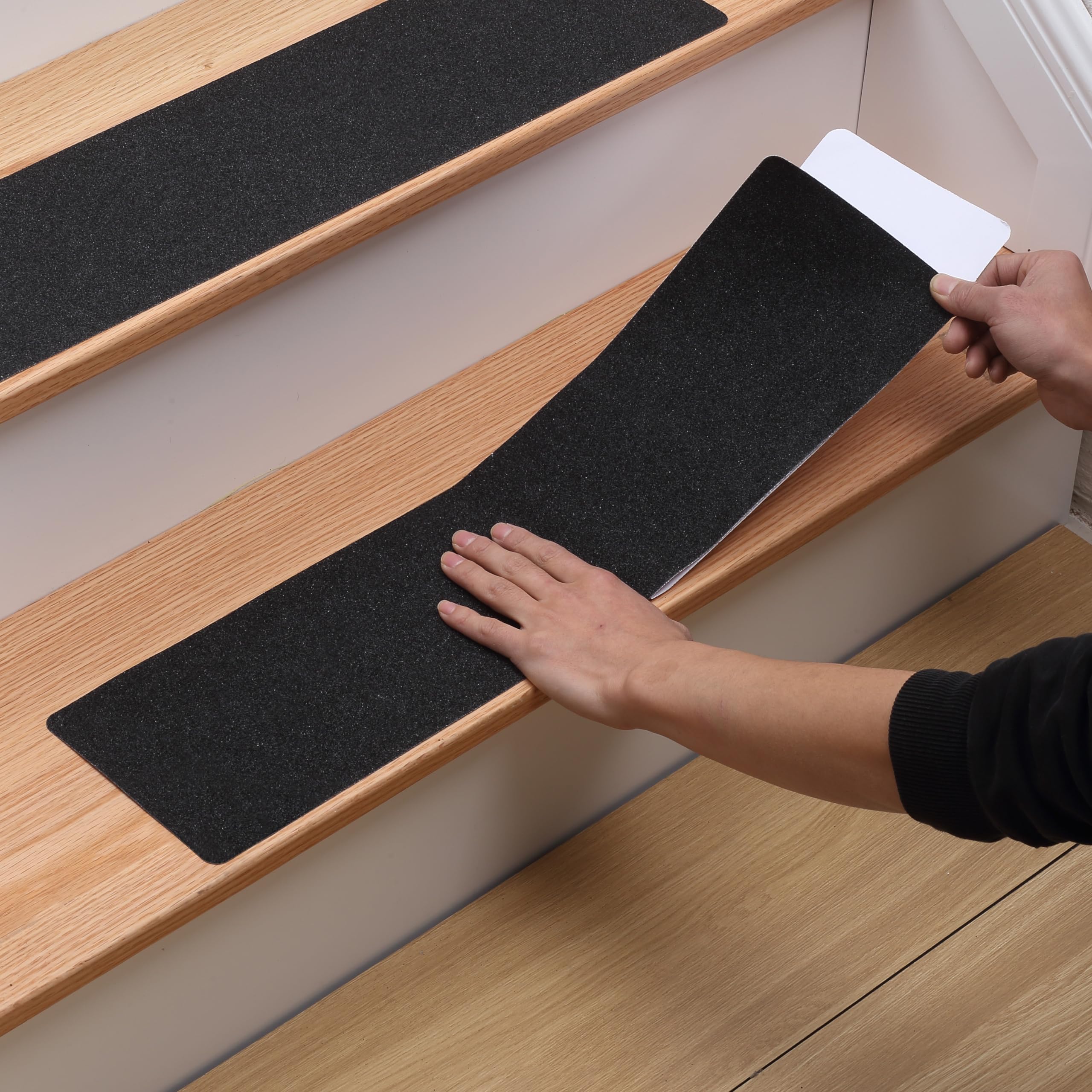 Photo 1 of MBIGM 12-Pack Non-Slip Outdoor Stair Treads - Anti Slip 6" X 24" Grip Tape Adhesive Strips - Heavy Duty Traction for Steps, Staircase, Deck