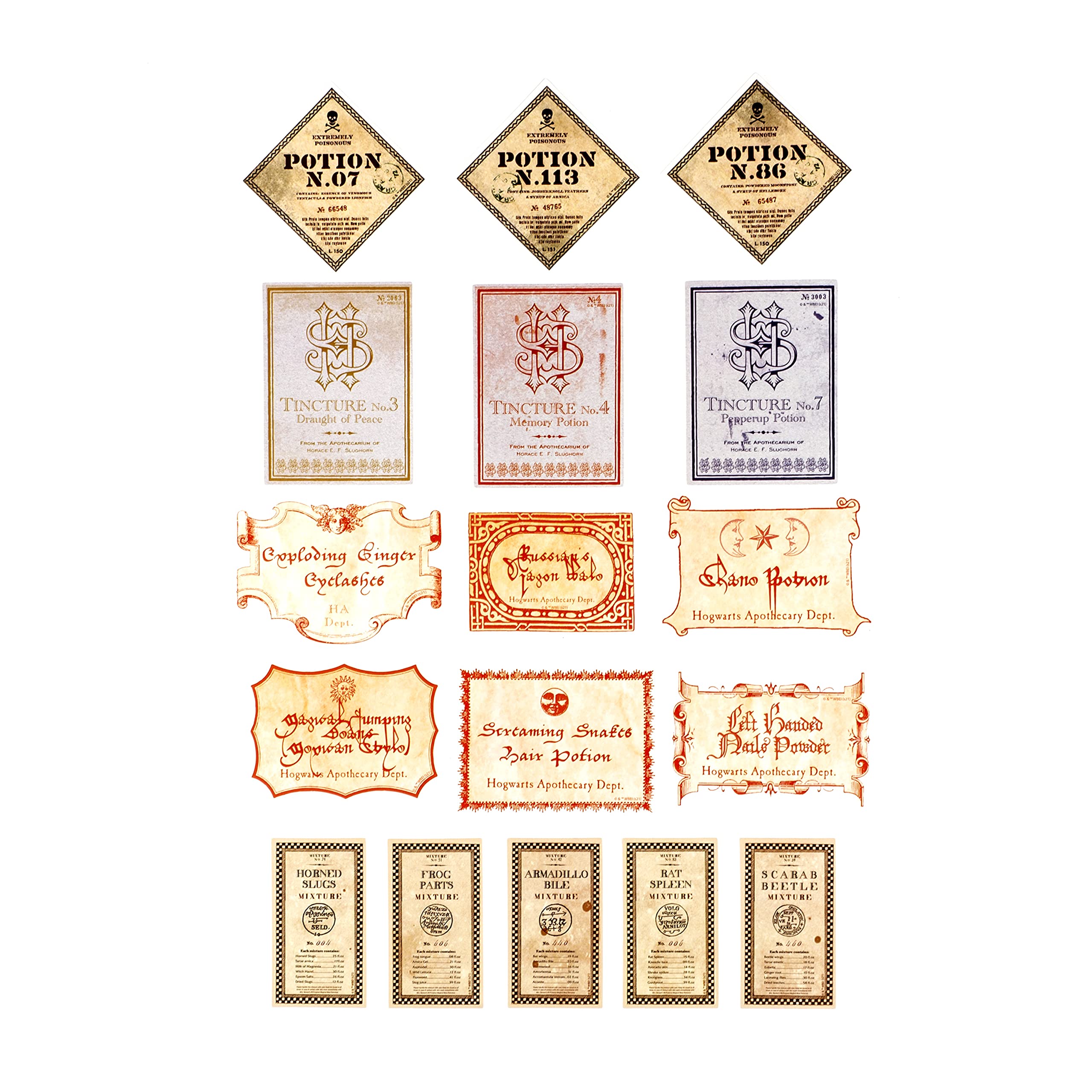 Conquest Journals Harry Potter Potions Labels Vinyl Stickers, Set of 60, Official Labels from The Wizarding World, Waterproof & UV Resistant, Great for All Your Gadgets, Potterfy All The Things