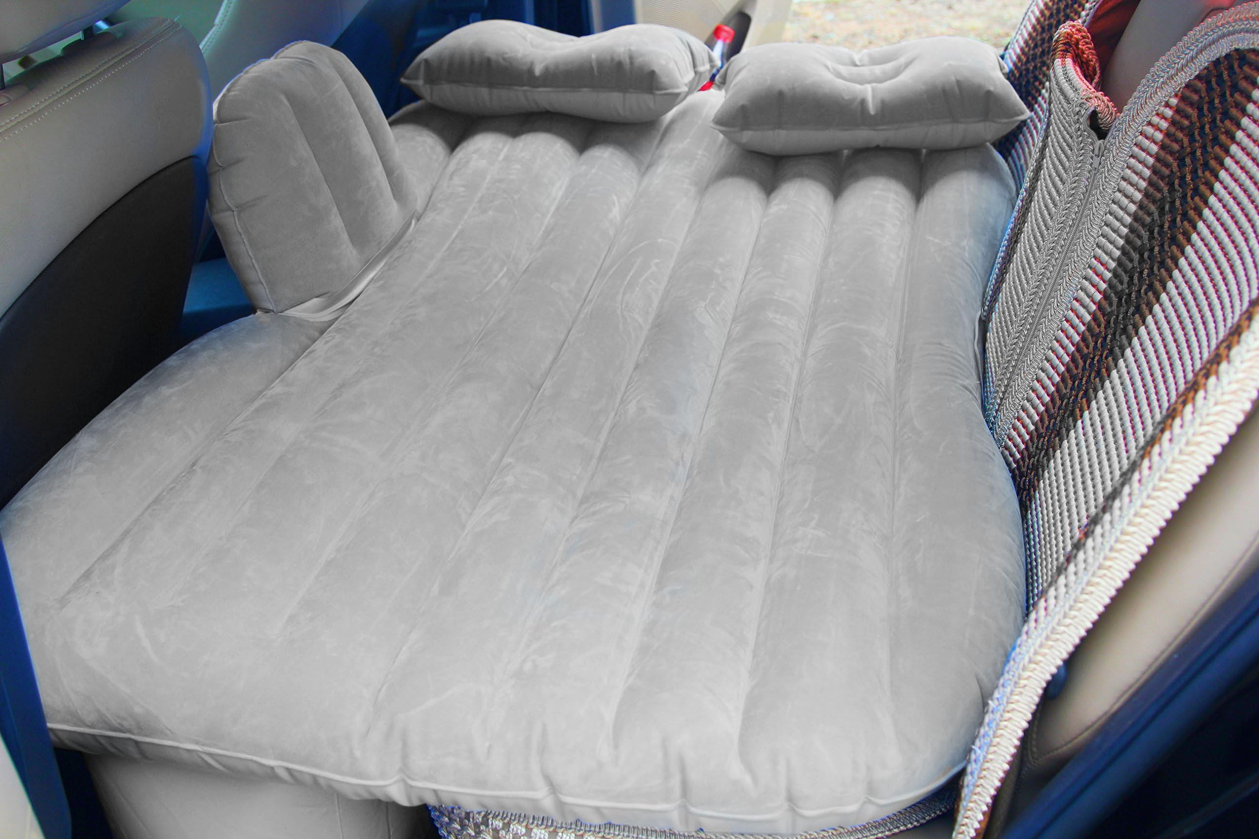 Ankioo Auto Car Inflatable AirBed Mattress Back Seat Cars Jeeps SUV's Mid-Size Trucks Outdoor Travel,Light Grey