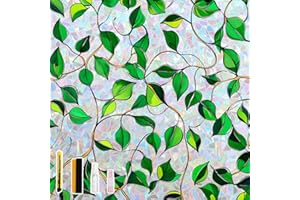 NINETREX Window Privacy Film with Installation Tools, No Glue Stained Glass Static Cling Window Tint 3D Decorative Frosted Le