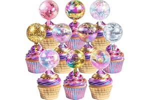 BONBEEDESIGN 40 PCS Disco Cupcake Toppers