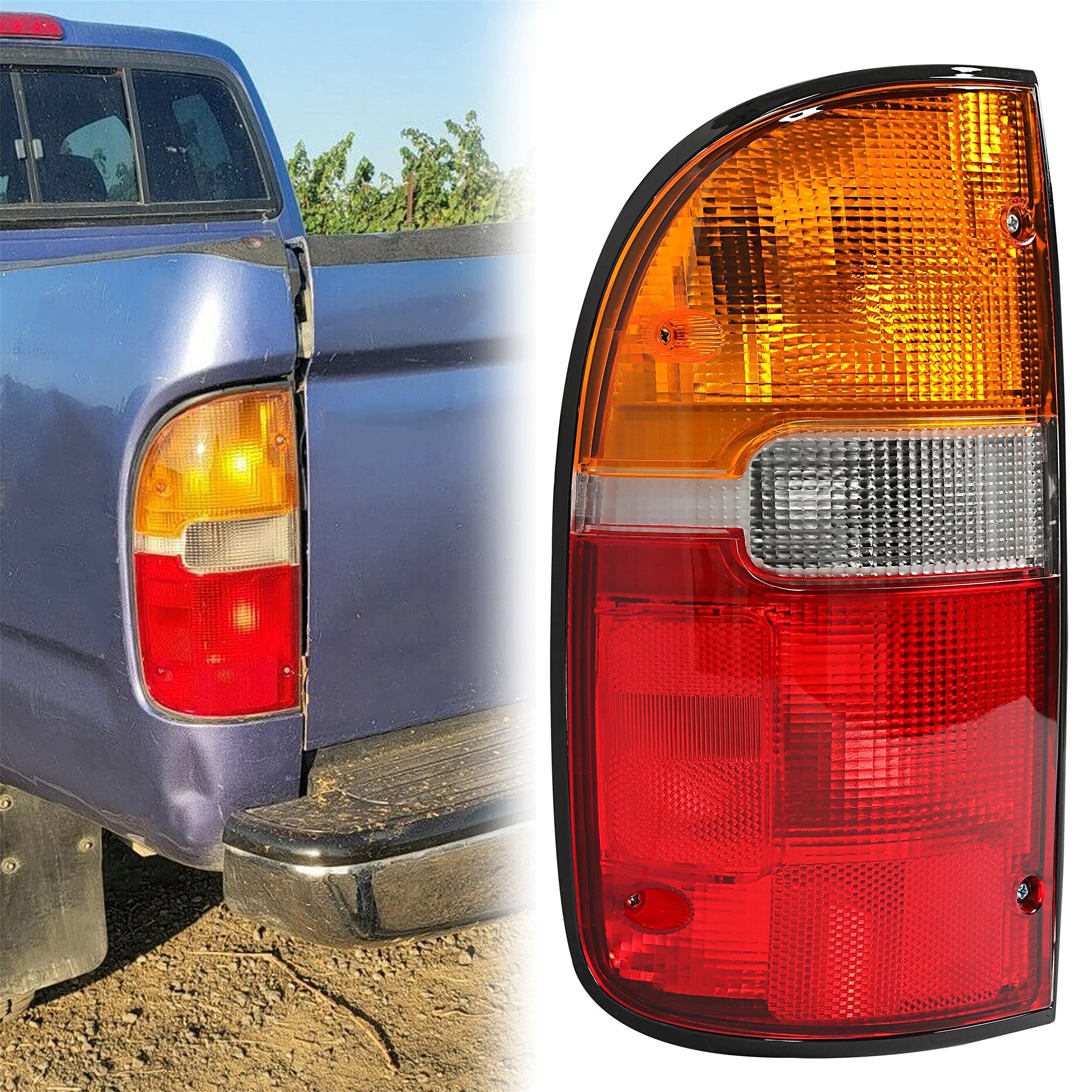 Photo 1 of (UNTESTED) HECASA Tail Light Assembly Compatible with 1995-2000 Toyota Tacoma Driver Side Signal Brake Lamp Taillight W/Bulb(s) Replacement for TO2800116