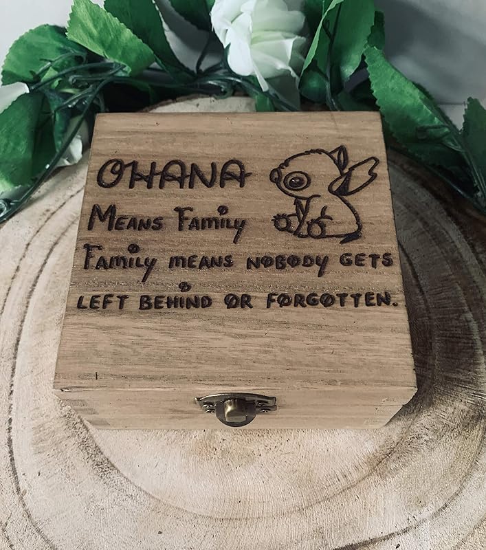Personalised Engraved Gift Box OHANA MEANS FAMILY LILO AND