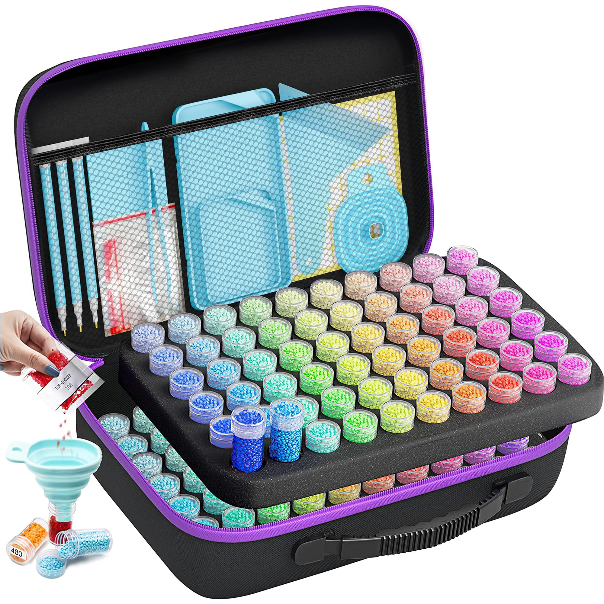 ARTDOT 120 Slots Diamond Art Storage Boxes Kits for Adults, Portable Diamond Painting Accessories and Tools Kit for Bead Organization and Storage — image 1