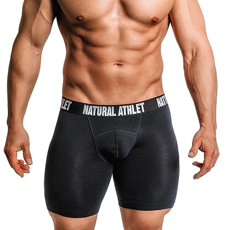 Natural Athlet Kompressions Unterziehhose Herren Sport + Fußball - lang schwarz mit Gummibund