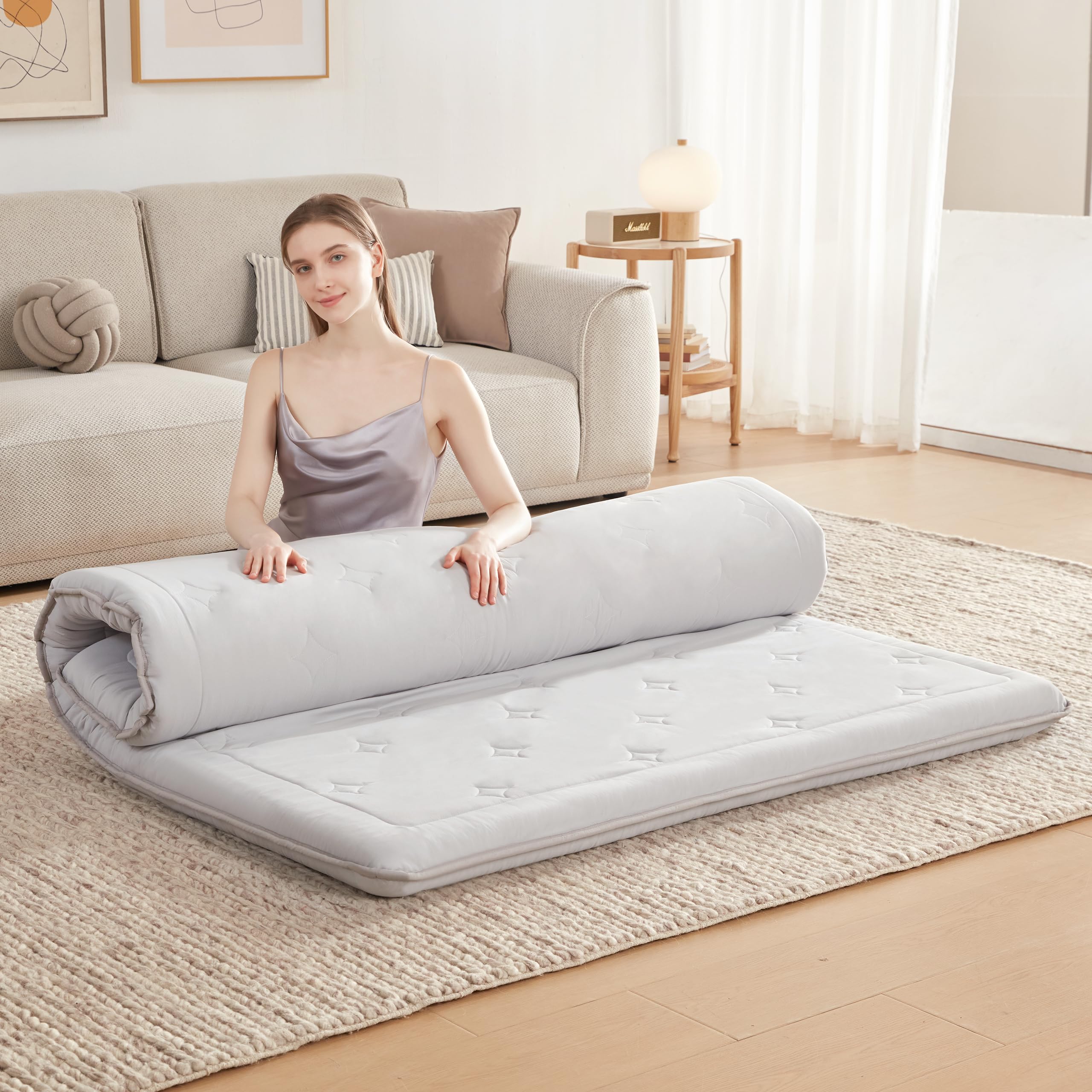 Photo 1 of Lazyzizi Japanese Floor Mattress Topper Futon Mattress, 4" Memory Foam Foldable Futon Mattress (TWIN)