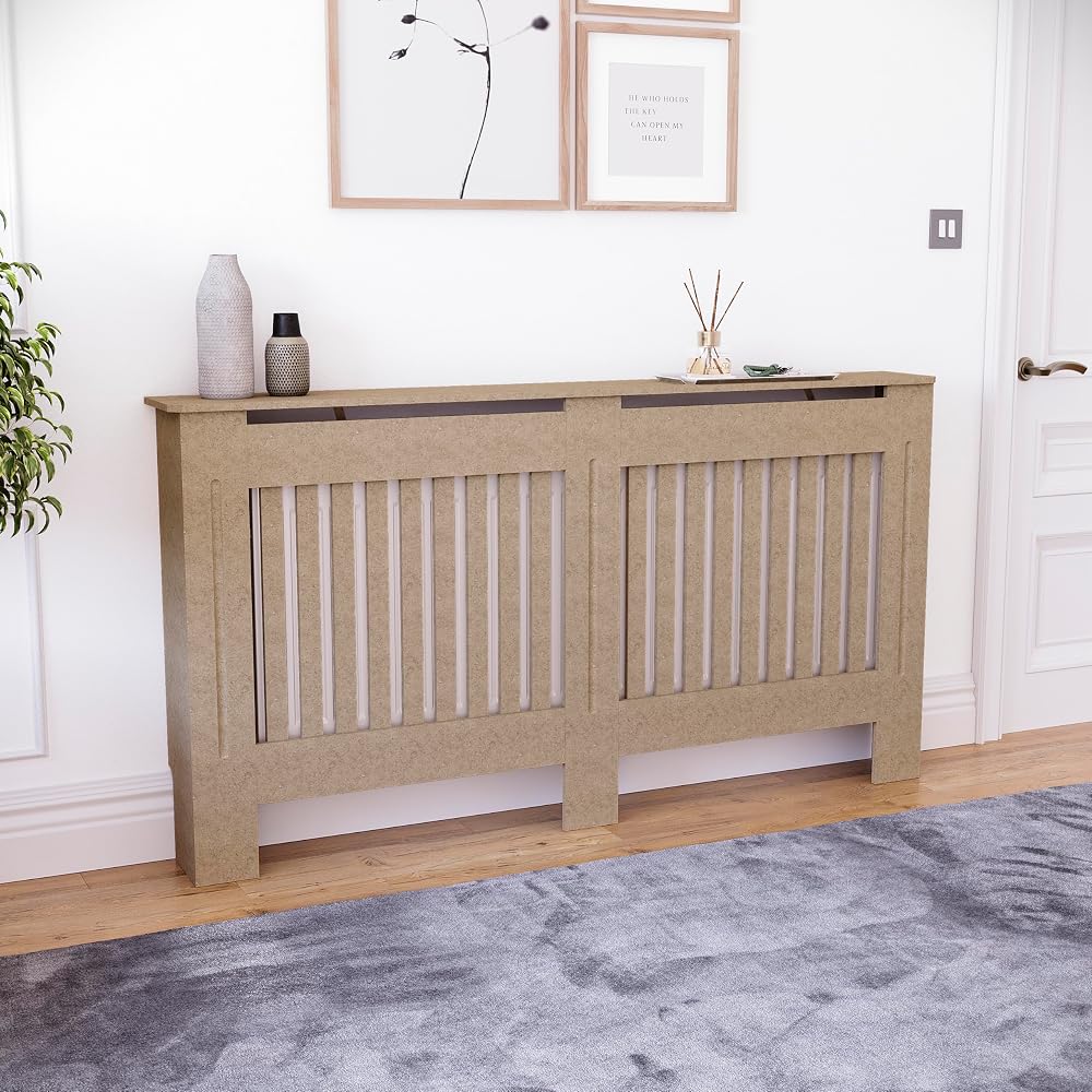 Vida Designs Chelsea Radiator Cover Unfinished Large Modern Vertical Slat MDF