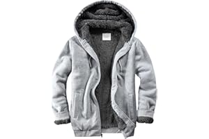 WINDFIT Men's Sherpa Jacket Heavyweight Zip Up Hoodie Fleece Hooded Sweatshirt with Pocket