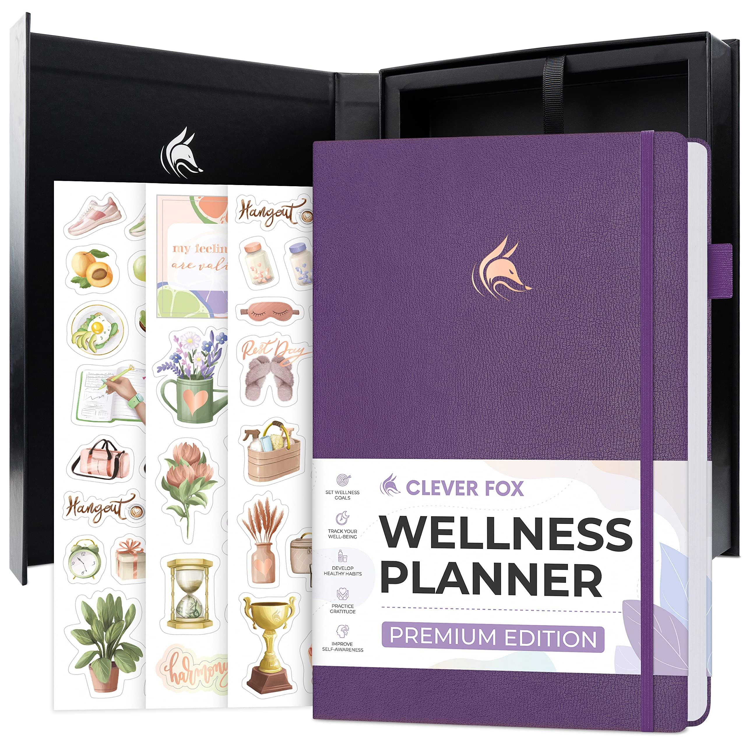 Clever Fox Wellness Planner Premium – Daily Lifestyle Journal to Support Health, Nutrition & Exercise – Healthy Living Journal with Meal, Exercise & Habit Trackers – Lasts 3 Months (Purple)