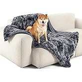 Bedsure Waterproof Dog Blankets for Large Dogs - Cat Blanket for Couch Protector Washable Long Faux Fur,Calming Soft Reversible Throw Furniture Protection for Puppy Pet, 40"x50", Tie-dye Grey