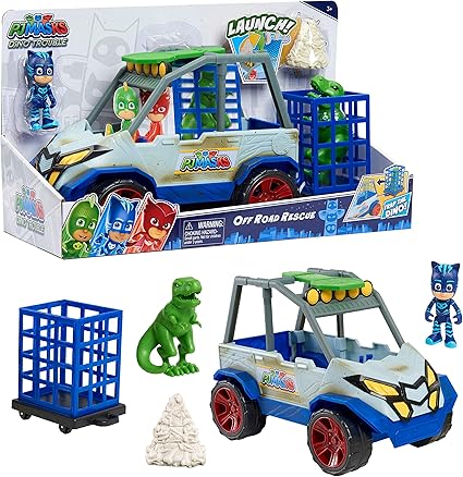 Amazon Com Pj Masks Dino Trouble Off Roader Rescue Vehicle Includes Dinosaur And Catboy Figures Toys Games