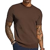 PJ PAUL JONES Mens T-Shirts Crew Neck Waffle Knit Shirt Short Sleeve Tee Shirts Fashion Casual Pullover Tops